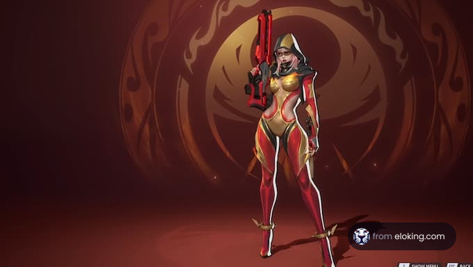 A stylish female character holding a gun in a vibrant art style.