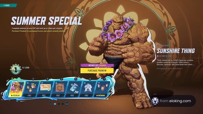 Sunshine Thing character from Summer Special event in a video game.
