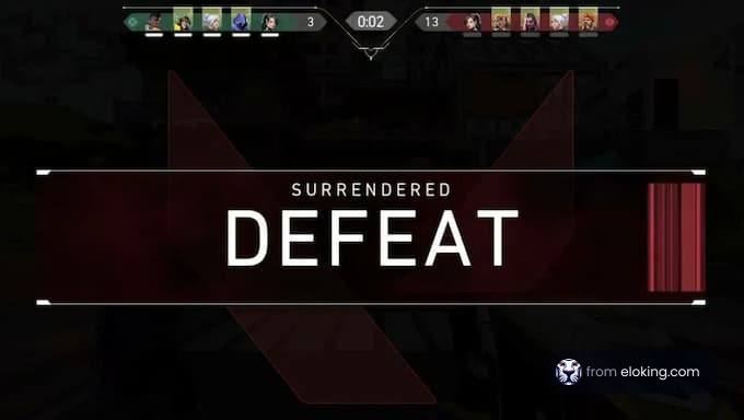 Game over screen showing surrendered defeat