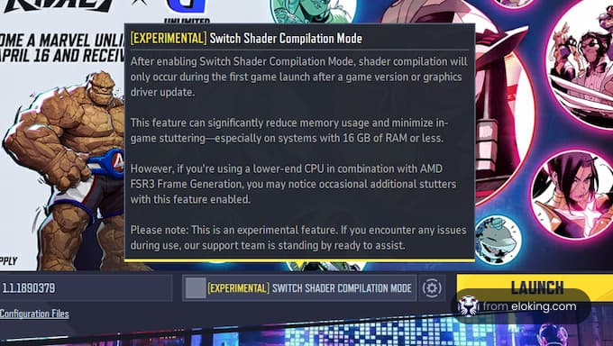 Experimental Switch Shader Compilation Mode settings for optimizing gaming performance