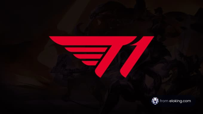 T1 Esports logo featuring a bold red design.
