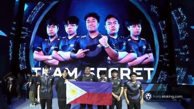 Team Secret esports team with flag