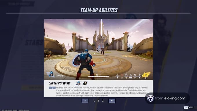 Team-up abilities featuring Captain's Spirit with Winter Soldier in action