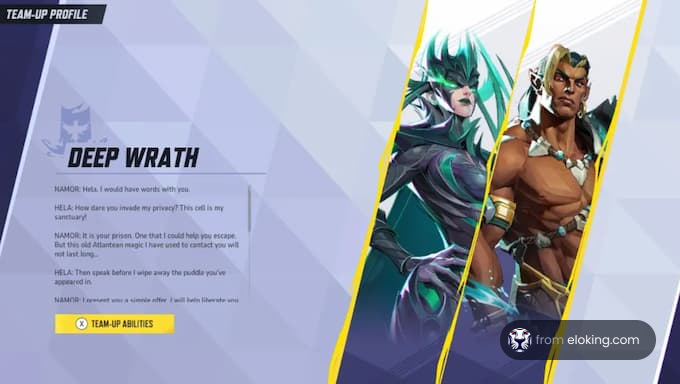 Deep Wrath komandas profils ar varoņiem, kas apspriež stratēģiju.