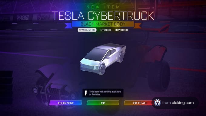 New item Tesla Cybertruck black market body in a video game interface