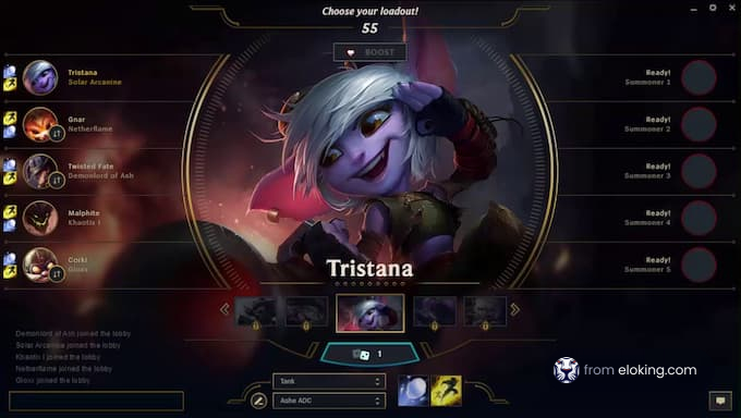 Tristana on champion select screen in League of Legends