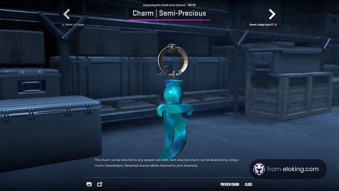 A turquoise semi-precious charm displayed in a video game interface