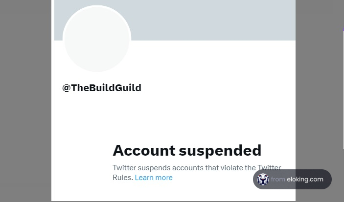Screenshot of a Twitter account suspension notification