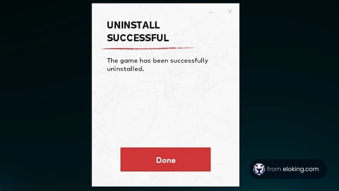 Uninstall successful notification for a game