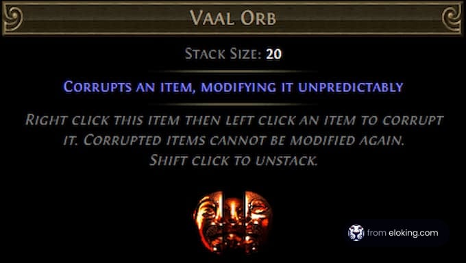 Vaal Orb that corrupts an item in Path of Exile