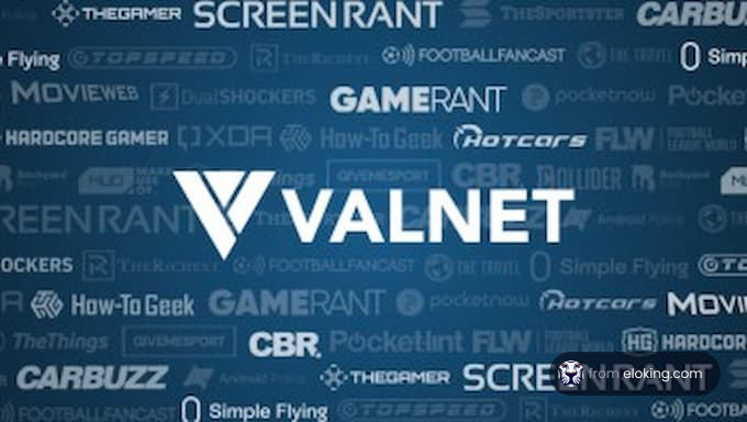 Valnet brand background with various gaming and entertainment logos