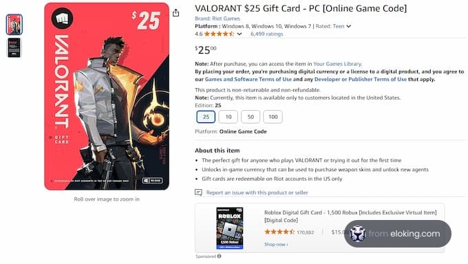 Valorant $25 Gift Card for PC - Online Game Code