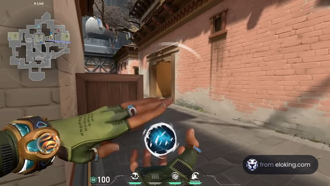 Postać w Valorant używająca umiejętności w środowisku gry