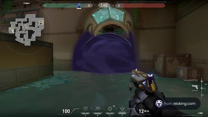 A character aiming in a Valorant game environment.