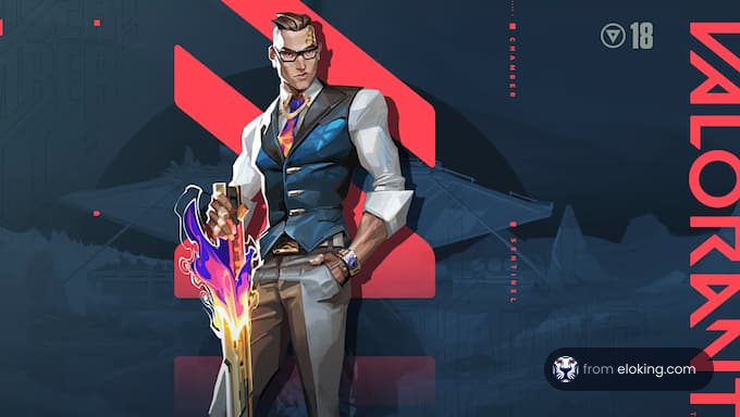 A stylish character from Valorant holding a colorful weapon.