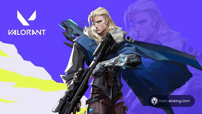 Valorant character with blond hair and futuristic armor