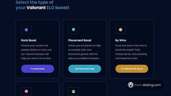 Select the type of your Valorant ELO boost options