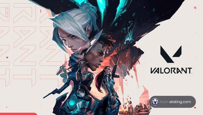 A vibrant illustration from the game Valorant featuring various characters.