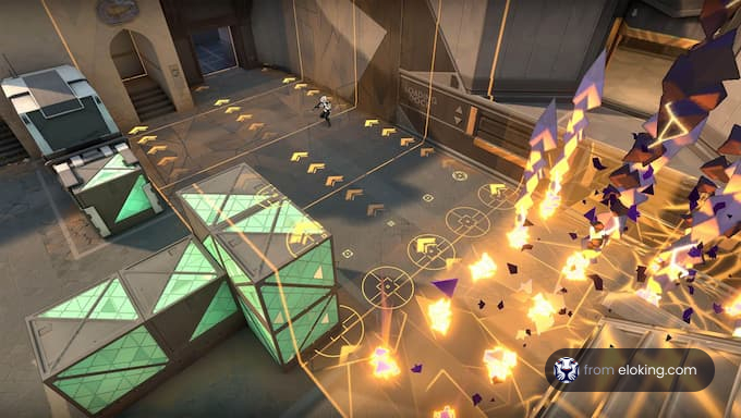An exciting action scene from a game map in Valorant.