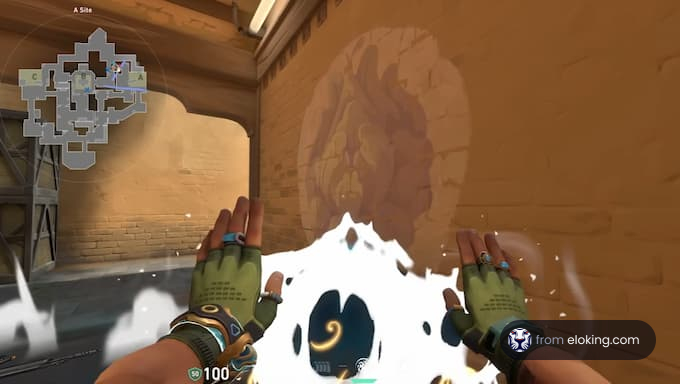 Gracz używający umiejętności w grze Valorant.