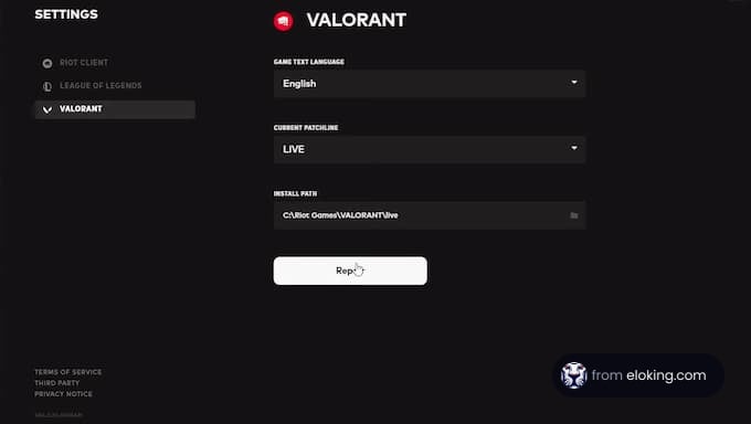 Screenshot of the VALORANT game settings interface