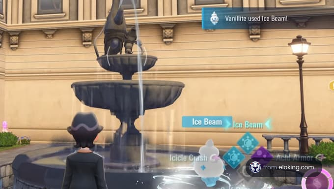 Vanillite a utilisé Laser Glace à la fontaine