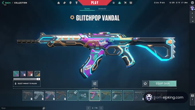 Colorful Glitchpop Vandal weapon skin in game interface