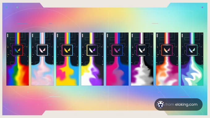 A collection of vibrant gradient designs featuring colorful waves.
