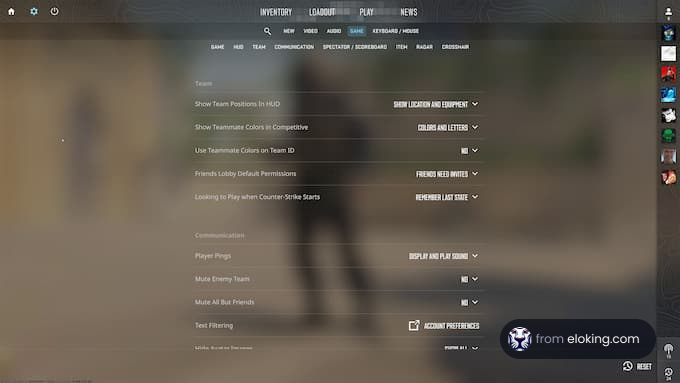 Blurred screenshot of a video game settings menu with icons