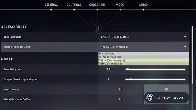 Video game settings menu displaying accessibility options