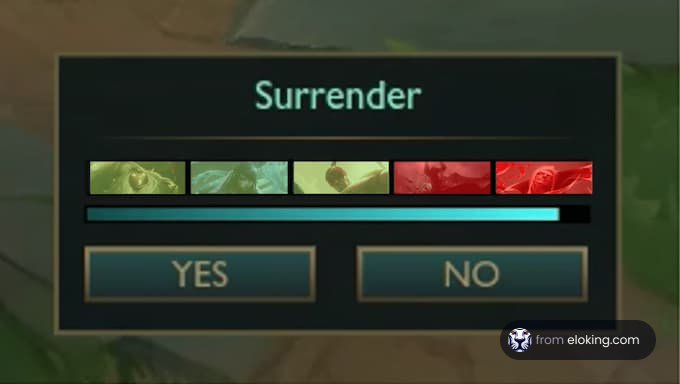 Surrender yes or no option in a video game interface