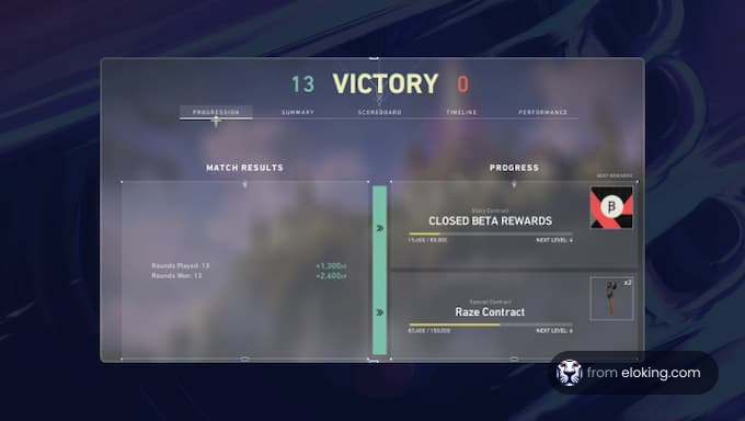 Video game victory screen showing a 13-0 win