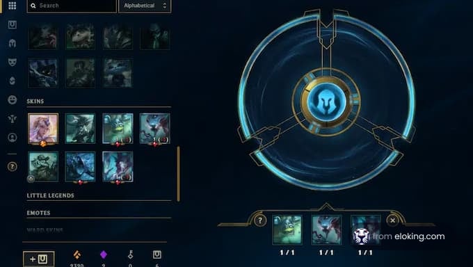 In-game interface showing selection of avatars and skins