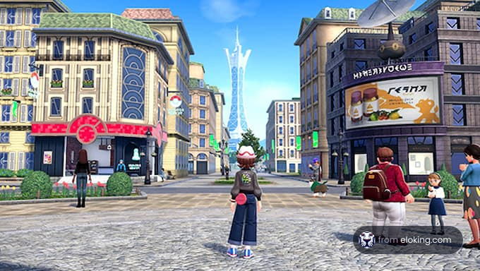 Ein Charakter erkundet eine lebendige virtuelle Stadtumgebung.