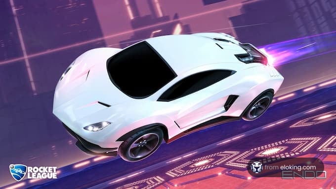 Futuristic white sports car in Rocket League video game