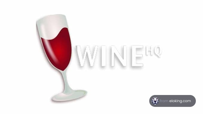 Wine glass with red wine and the WineHQ logo
