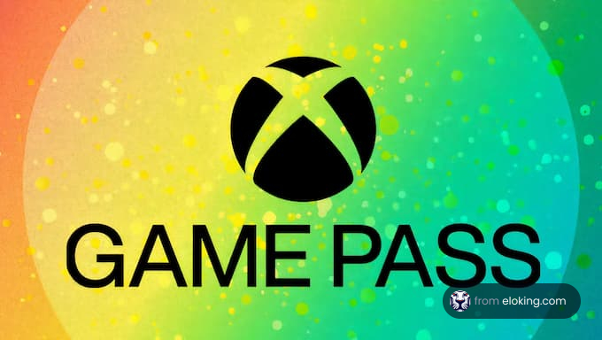 Xbox Game Pass logo on a colorful gradient background with sparkles